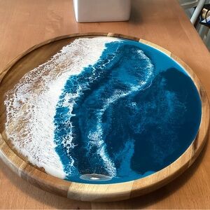 Lynn & Liana Acacia Ocean Wave Resin Art Decorative Lazy Susan